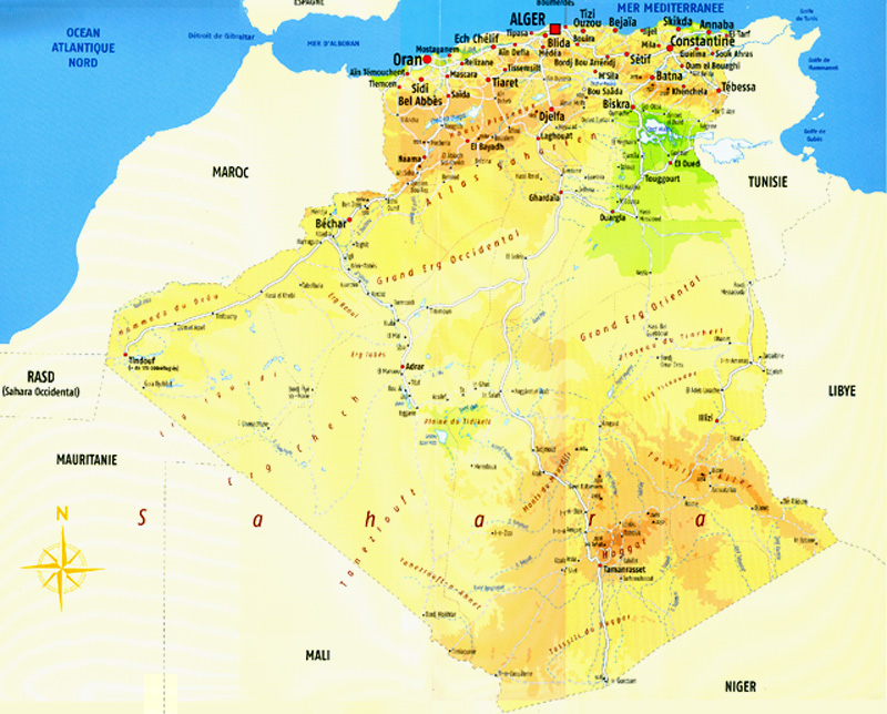 Algérie en arabe Barr al-Djāza'ir République démocratique et populaire d' Algérie - LAROUSSE